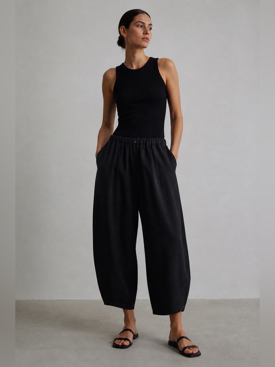 Jen Kahn Pants - SOLD Jen Kahn Tokyo Linen Cropped Balloon Pants | Sculptural Barrel Leg |